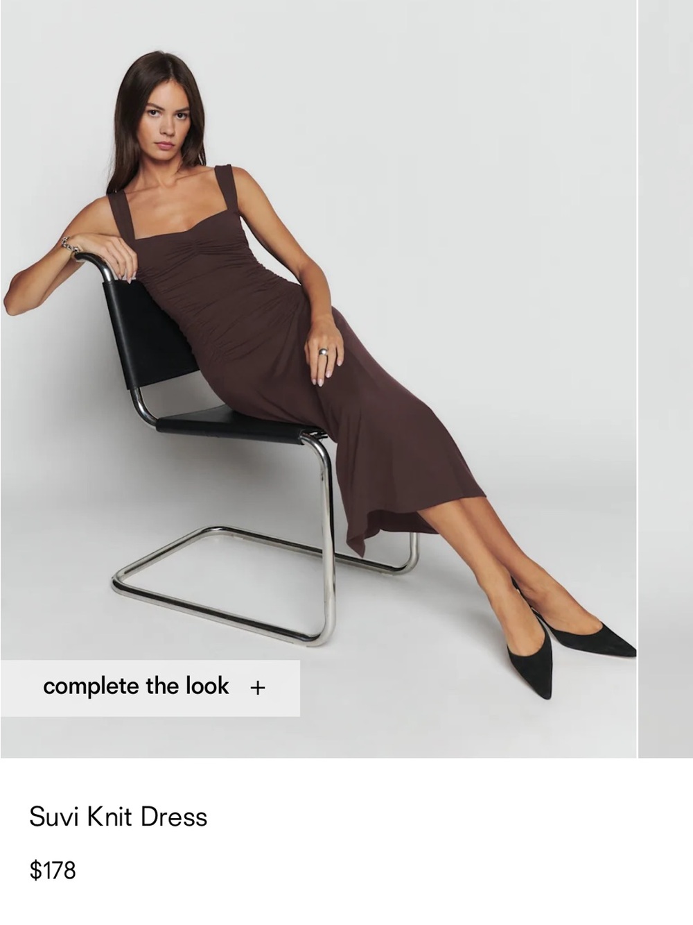 Reformation Suvi Knit Midi Dress — Chocolate Brown